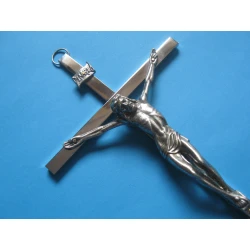 Krzyż metalowy nikiel 26 cm.Wersja LUX